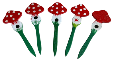 Handmade Wooden Mushroom Garden Stakes, View more