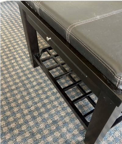 Black Leather Coffee Table with Dual Slide-Out Trays, View more