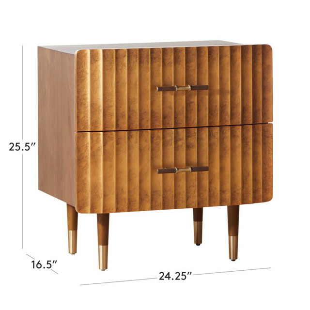 CB2 CRIMPED 2-DRAWER GOLD LEAF NIGHTSTAND in Hutches & Display Cabinets in Oakville / Halton Region - Image 2