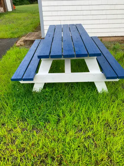 Wooden picnic table, View more
