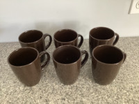 Set of 6 Brown Ceramic Mugs