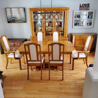 Oak Dining Room Set, China Cabinet and Buffet Table