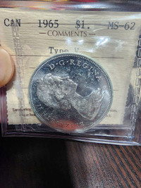 1965 TYPE V silver dollar ICCS MS62