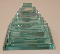 Vintage Beautiful Greenish Glass Pyramid Paperweight