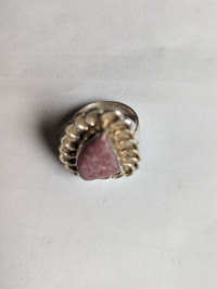 old 925 silver pink stone ring