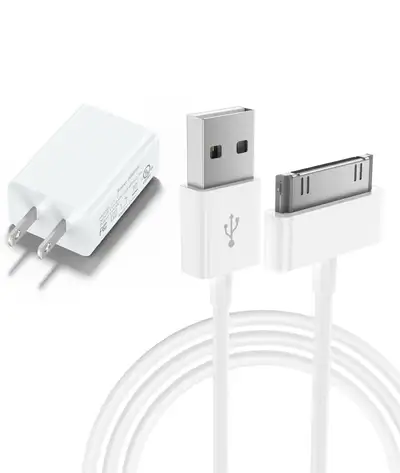 wall charger with 30 pin to USB, charge , View more