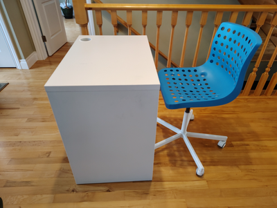 Ikea desk and roller chair  in good condition, View more