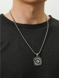Compass Pendant Necklace For Men
