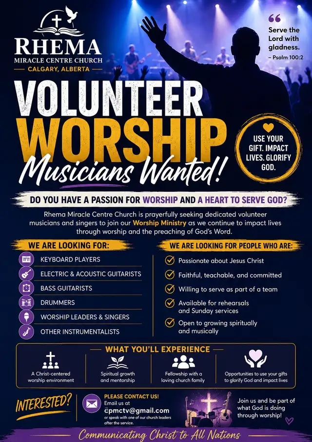  VOLUNTEER WORSHIP MUSICIANS WANTED 