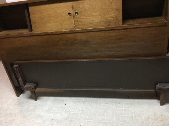 Wood bed headboard and footboard with rail. in Beds & Mattresses in Calgary