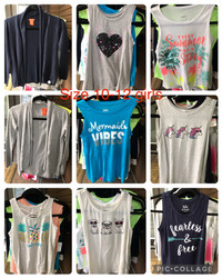 Various girls’ tops and tanks and sweaters 