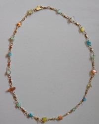 24K GB  Necklace with Natural Stone Beads - Gold Bonded