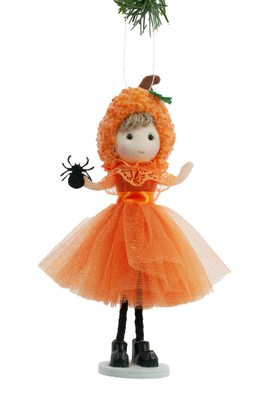 Pumpkin Girl + Black Cat Doll Ornaments (2) Halloween Decor NEW in Toys & Games in City of Toronto - Image 2