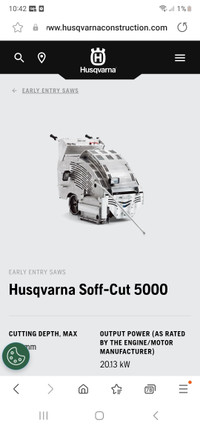 Husqvarna Soff-Cut 5000 Concrete SawLOW HRS!
