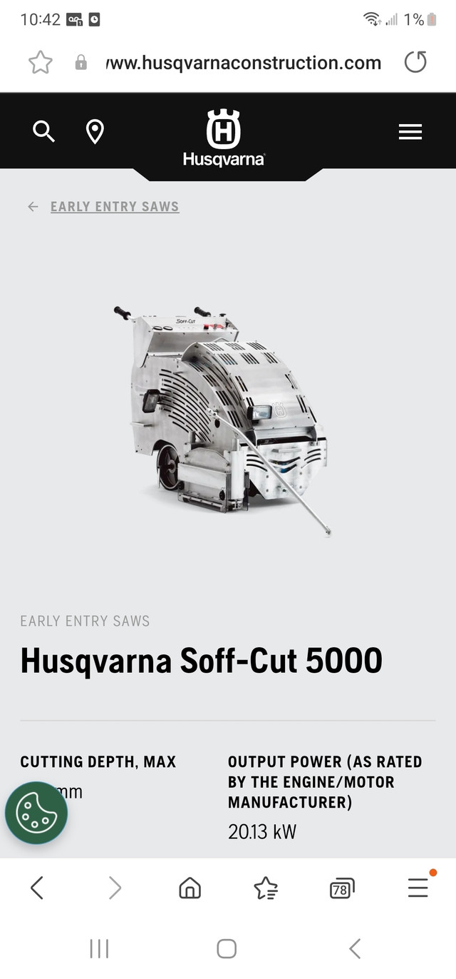 Husqvarna Soff-Cut 5000 Concrete SawLOW HRS! in Other Business & Industrial in Portage la Prairie