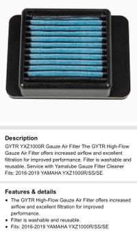 Yamaha YXZ Air filter 