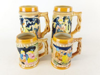 Vintage lot de 4 Mugs à Bière en porcelaine Japonaise