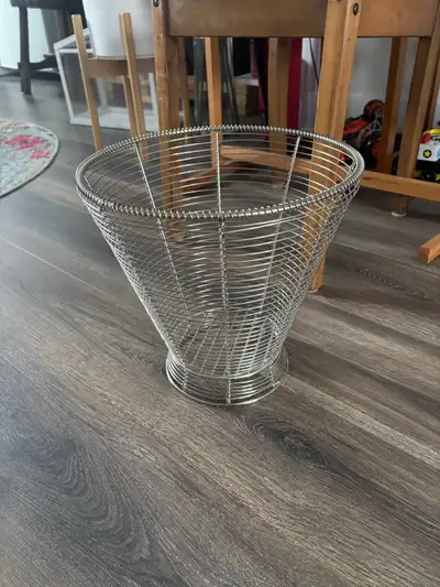 Vintage Postmodern Wastebasket, Chrome Wire Basket, View more