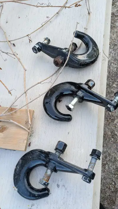 Heavy duty tow hooks with hardware, brand new, $75 for all three