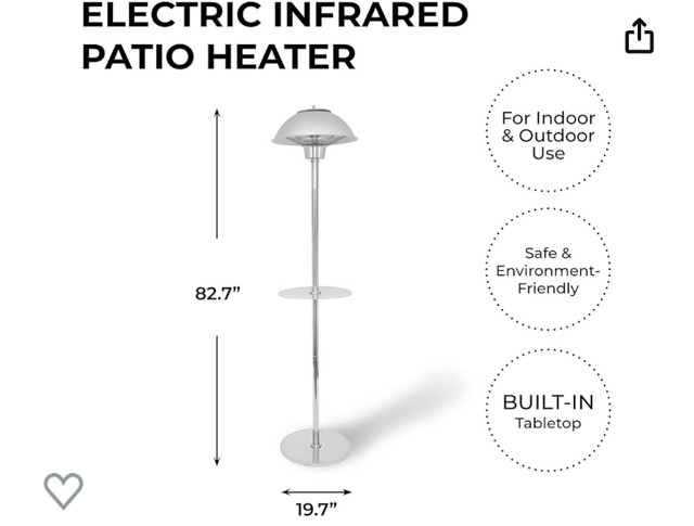Permasteel 1500W Infrared Stainless Steel Patio Heater in Patio & Garden Furniture in City of Toronto