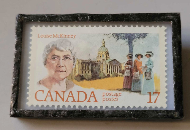 Vintage Louise McKinney 17 Cent Canada Postage Stamp Brooch Pin  in Arts & Collectibles in Oshawa / Durham Region