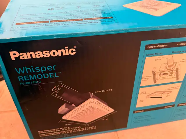 Panasonic Whisper Remodel Bathroom Fan FV0811RF2 OPEN-BOX unused