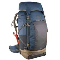 Quechua 70L hiking backpack with day bag and rain cover