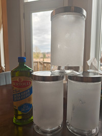 three Ikea frosted glass food jars(2L)