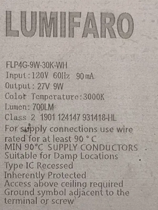 LUMIFARO FLP4G-9W-30K-WH LED Driver 120V à 27V 9W in Indoor Lighting & Fans in Laval / North Shore - Image 4