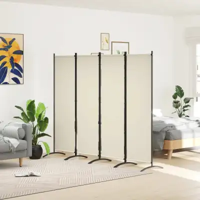 5.6’Tall, Folding Room Divider, Cream White Color, View more