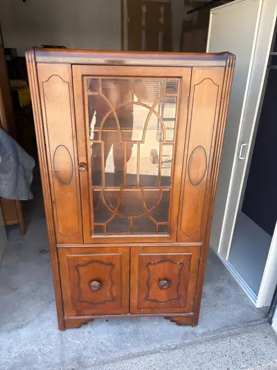 Free delivery antique from 1940 Vintage Wood Display Cabinet, View more