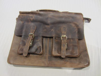 Brown leather briefcase-style bag
