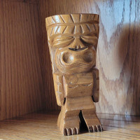 Rare! Vintage Hawaiian Tiki Wood Sculptures. Tiki Bar Glasses 