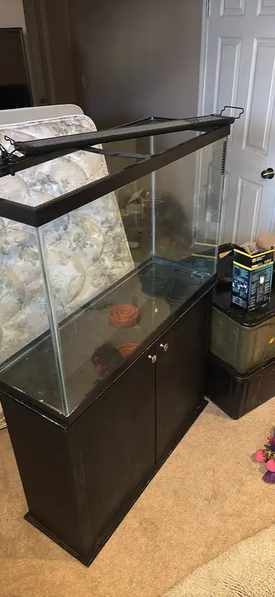 55 gallon aquarium with stand light guy and protein skimmer , View more