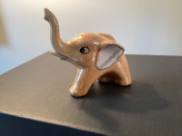 Vintage Lusterware Peach "Trunk Up" Elephant Figurine