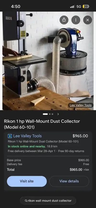 NEW RIKON 1-HP Wall-Mounted Dust Collector (Model 60-101), View more