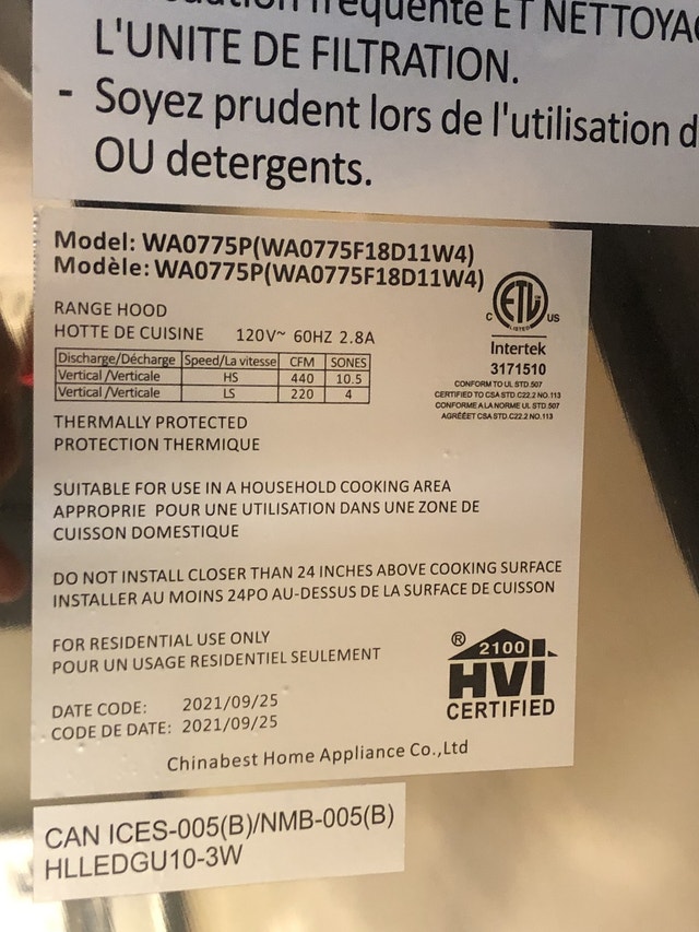 Stainless Steel Wall Mount Range Hood Stoves, Ovens & Ranges