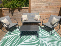 Patio Furniture Set - 4 Piece with Pillows and Area Rug