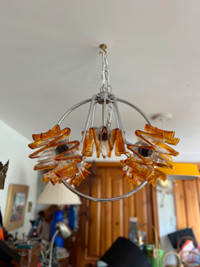 Chandelier vintage avec 5 globes murano