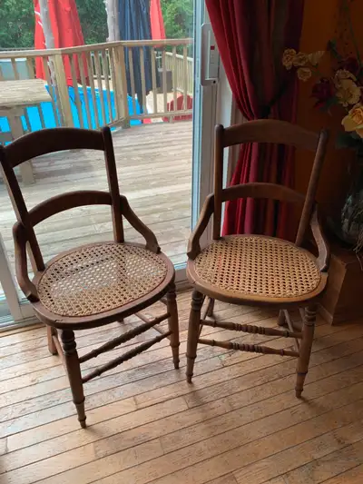 2 matching cane bottomed chairs for sale, View more