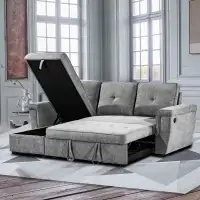 New Sleek 2 piece sectional Sofa Bed With Storage In Chaise Sale