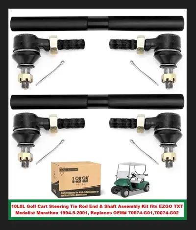 (NEW) Golf Cart Steering Tie Rod End Shaft Kit EZGO TXT 1994-01, View more