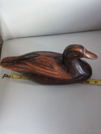 Wood Sculptured Primitive Folk Art Wooden Duck Decor