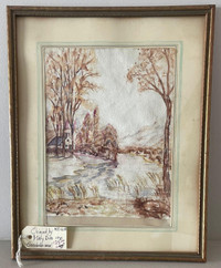 THE ANTIQUE WATER COLOR BY  '' MARY BIES '' , YEAR : 1940 s FOR