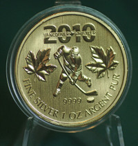 2010 Olympic $5 Silver 1 oz. Maple Leaf - Gold Plated