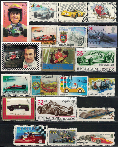 Auto Race, Car Stamps, 20 Different, View more