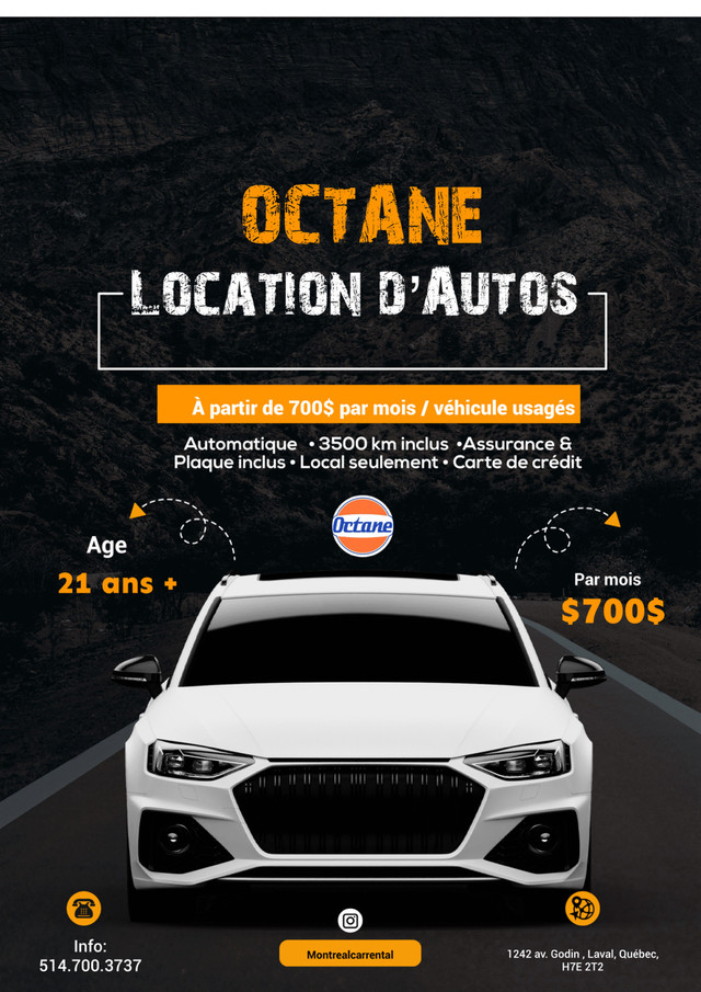 Car Rental / Location auto ➡️ 700$ par mois  514.700.3737 dans Autos et camions  à Laval/Rive Nord - Image 2
