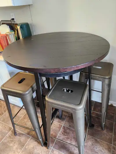 tall table with tall metal chairs, View more