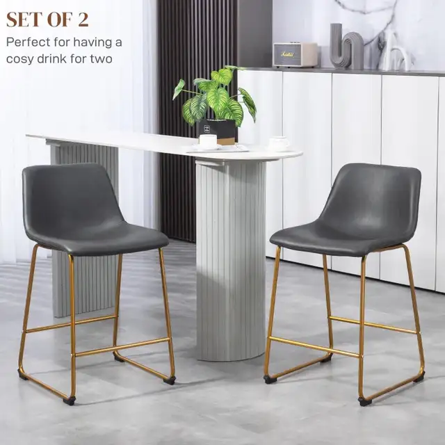 Modern Bar Height Stool, PU Leather Upholstered Stools  in Chairs & Recliners in Markham / York Region - Image 10