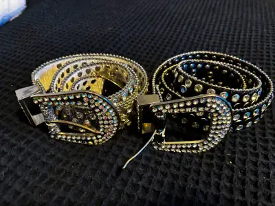 BB belt -black and white + sparkling white, View more